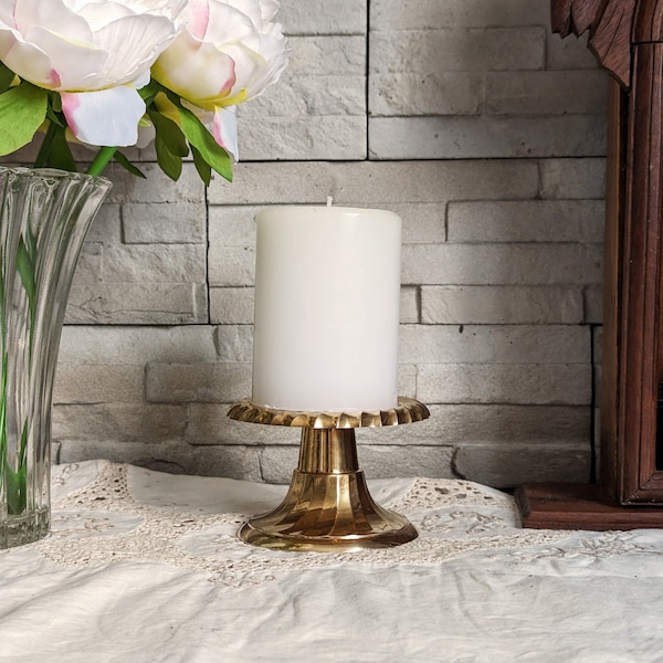 Vintage Brass Pillar Candle Holder | interior decoration