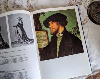 Art book, Holbein artist, vintage English book, illustrations paintings, gift for art lover, table book, 1980s