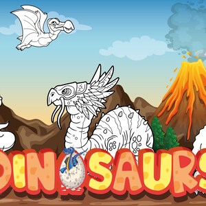 Cuaderno infantil - Compuesto por una colección de 100 páginas para colorear sobre el mundo de los pequeños dinosaurios.