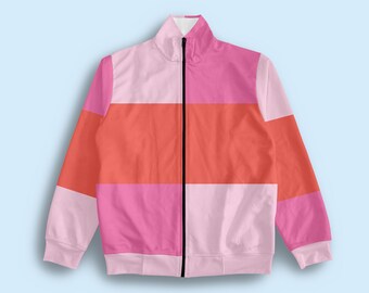 pink color block jacket