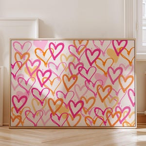 Colorful Hearts print Preppy wall art Trendy girly print Cute College Apartment decor Graffiti wall art Funky vibrant dorm decor PRINTABLE