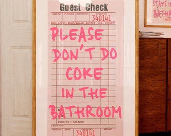 Funny Bathroom Poster: Please Don't Do Coke, Retro Guest Check Art (Digital Download)