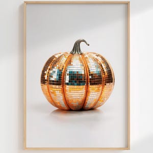 Pumpkin Disco Ball Print: Funny Halloween Bar Cart Art (Digital Download)