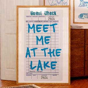 Meet Me At The Lake Print: Retro Coastal Lake House Decor (Digital Download)