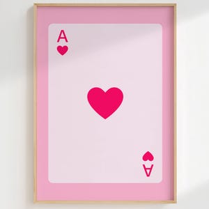 Pink Ace Of Hearts print Playing Card poster Minimalist Love wall art Romantic bedroom decor Retro Aesthetic room decor Y2K poster PRINTABLE