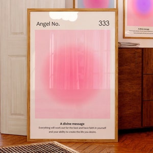 Angel Number 333 poster Pink Aura print Spiritual wall art Christian aesthetic room decor Gradient Aura poster Positive Energy art PRINTABLE