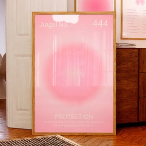 Angel Number 444 poster Pink Aura print Spiritual wall art Light pink Aesthetic room decor Home Protection Manifestation poster PRINTABLE WALL ART