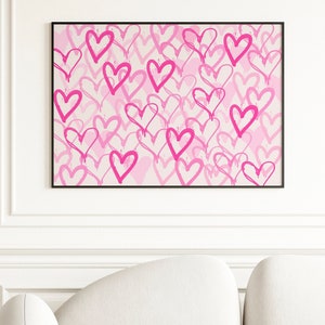 Pink heart print Graffiti wall art Preppy room decor For teens Cute College dorm decor Pink Bedroom wall art Girly Apartment decor PRINTABLE