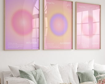 Angel Number Print Set: Positive Aura Gradient Wall Art (Digital Download)