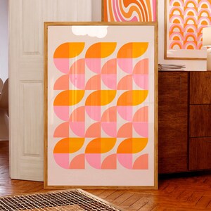 Lámina de arte geométrico moderno de mediados de siglo: decoración abstracta retro de los años 70 (descarga digital)