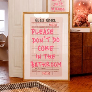 Please Don't Do Coke In The Bathroom print Funky retro wall art Funny Toilet poster College bathroom decor Fun Guest Check poster PRINTABLE