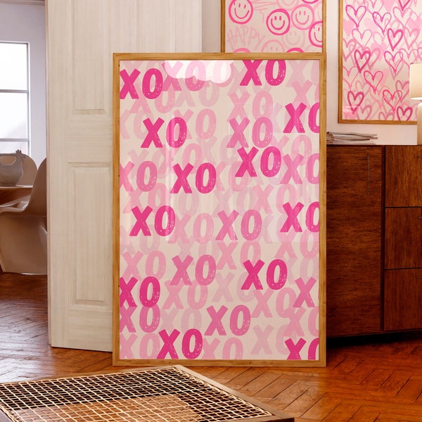 XOXO wall art XO print Pink Preppy room decor For teens Graffiti wall art Girly Trendy College dorm decor Mothers Day gifts PRINTABLE