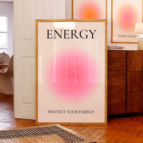 Protect Your Energy wall art Pink Aura poster Positive Energy Healing print Home Protection Spiritual wall art Aesthetic room decor DOWNLOAD