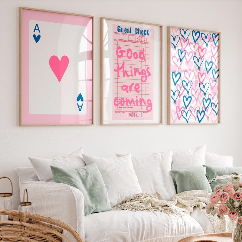 Pink and Navy Blue - Etsy