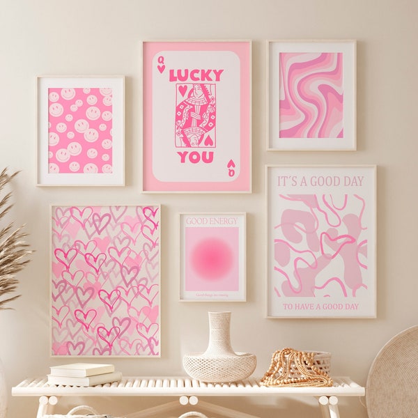 Blush pink wall art Preppy room decor Aesthetic posters Cute Trendy girly prints Vanilla girl Gallery set of 6 print Positive quote DOWNLOAD