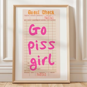 Go Piss Girl Print: Funny Retro Bathroom Wall Art (Digital Download)