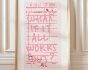 Impresión "¿Y si todo sale bien?": Decoración de habitación preppy en rosa claro (descarga digital)