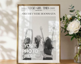 And They Were Roommates: Custom Newspaper Print, College Apartment Decor (Digital Download)