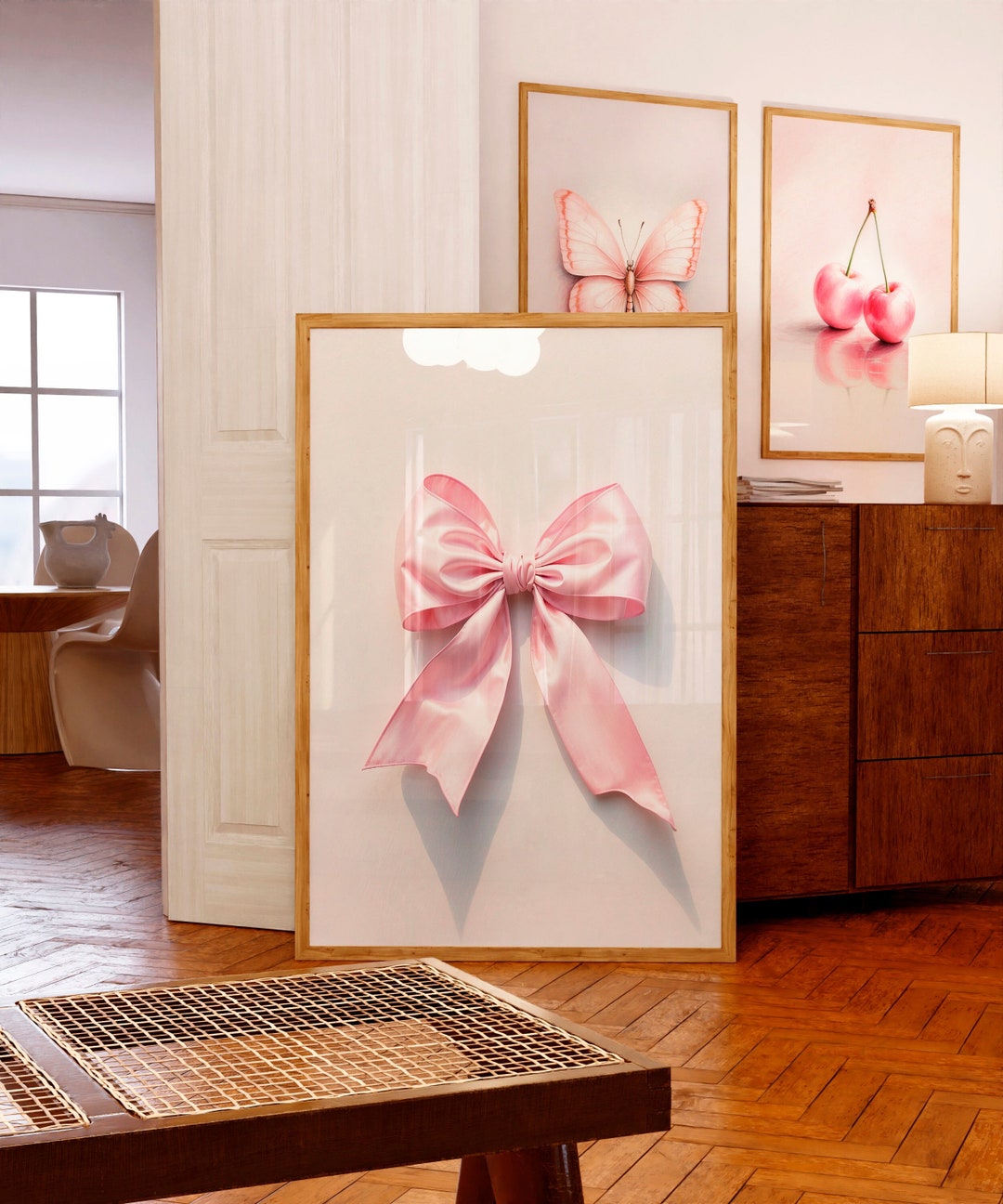 Pink Bow Wall Art Coquette Room Decor Aesthetic Girly Wall Art Trendy