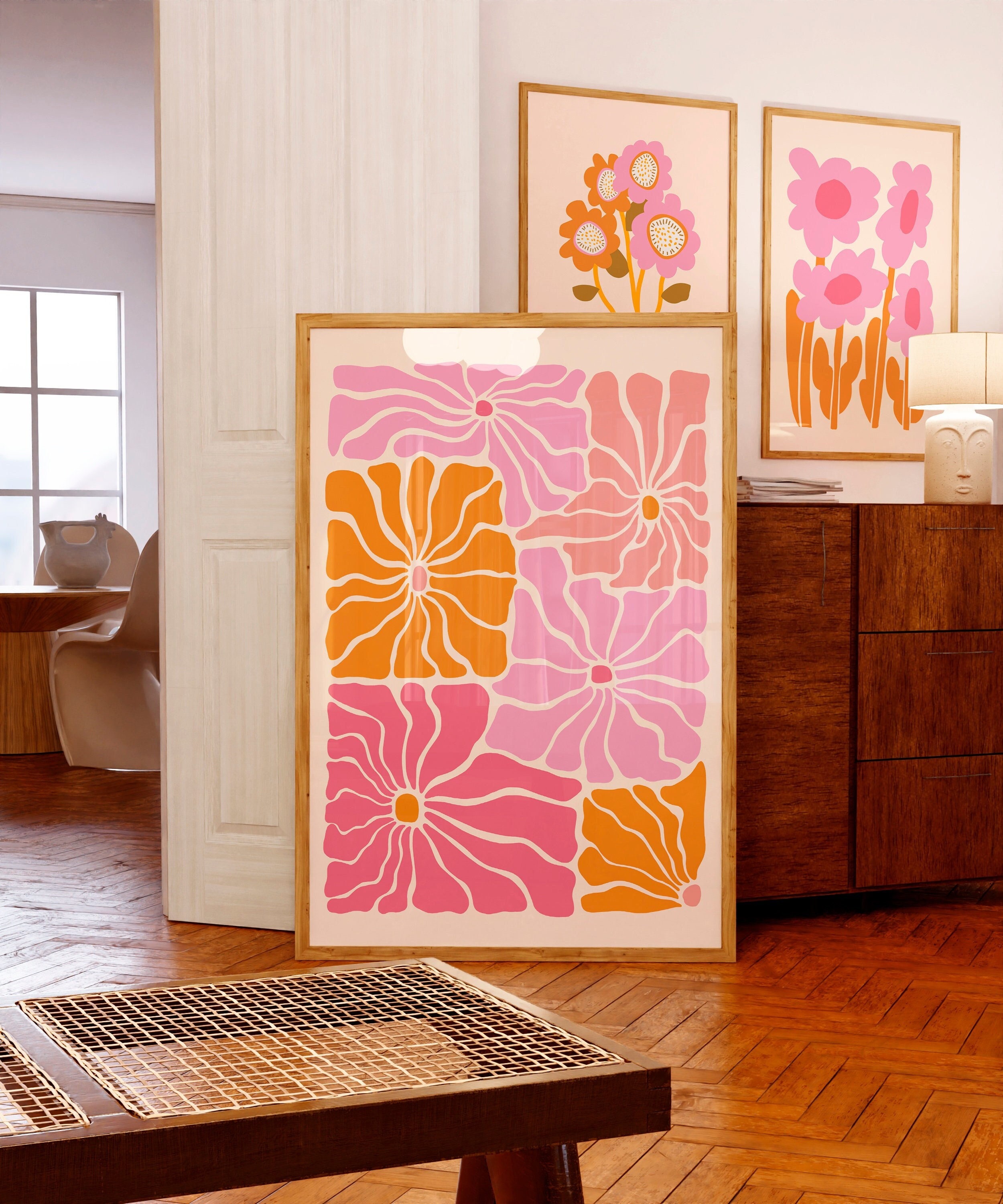 Retro 70s Floral Print: Abstract Flower Wall Art (digital Download) - Etsy