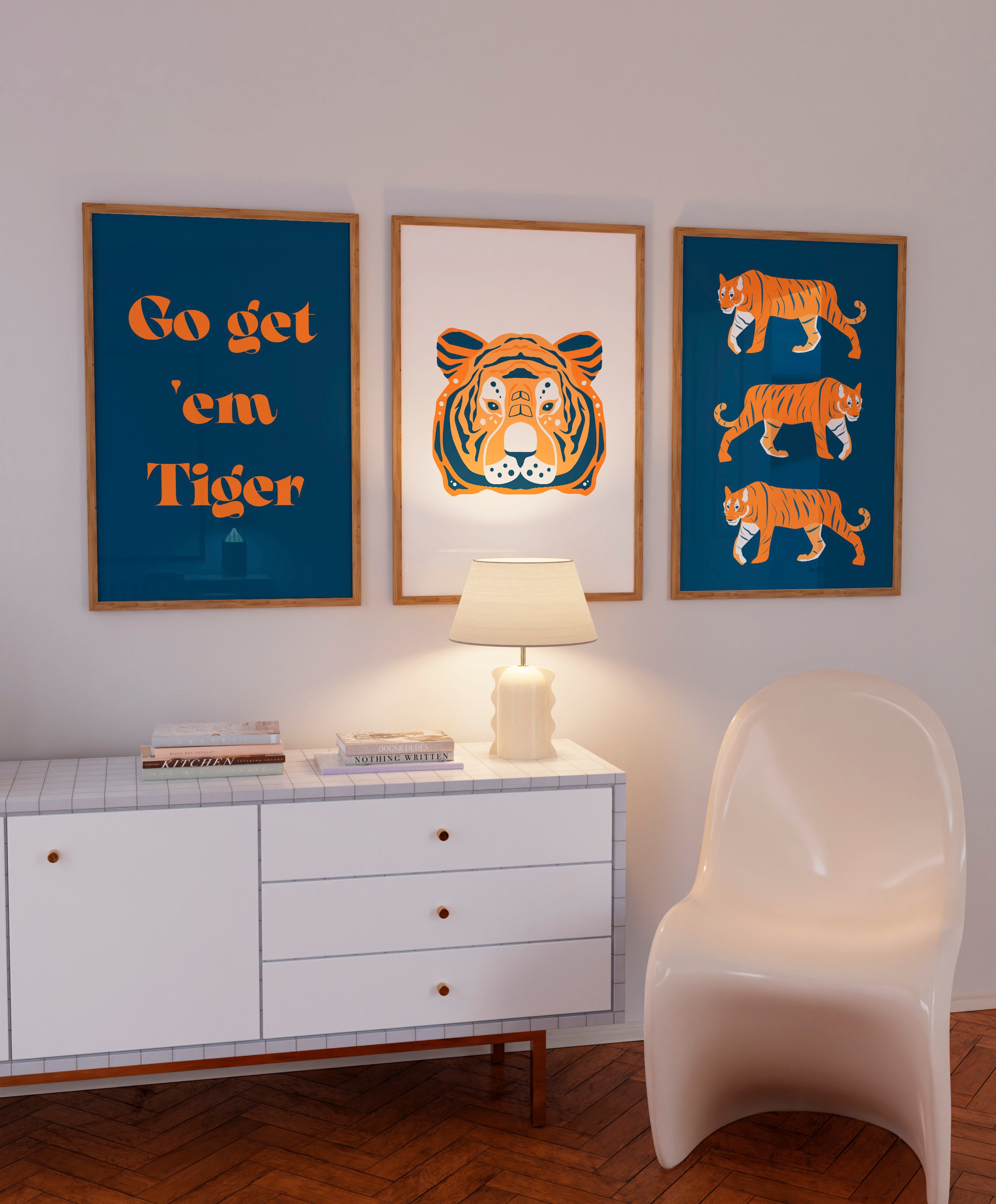 Auburn Tigers Wall Art Preppy Room Decor Navy Blue Orange Etsy