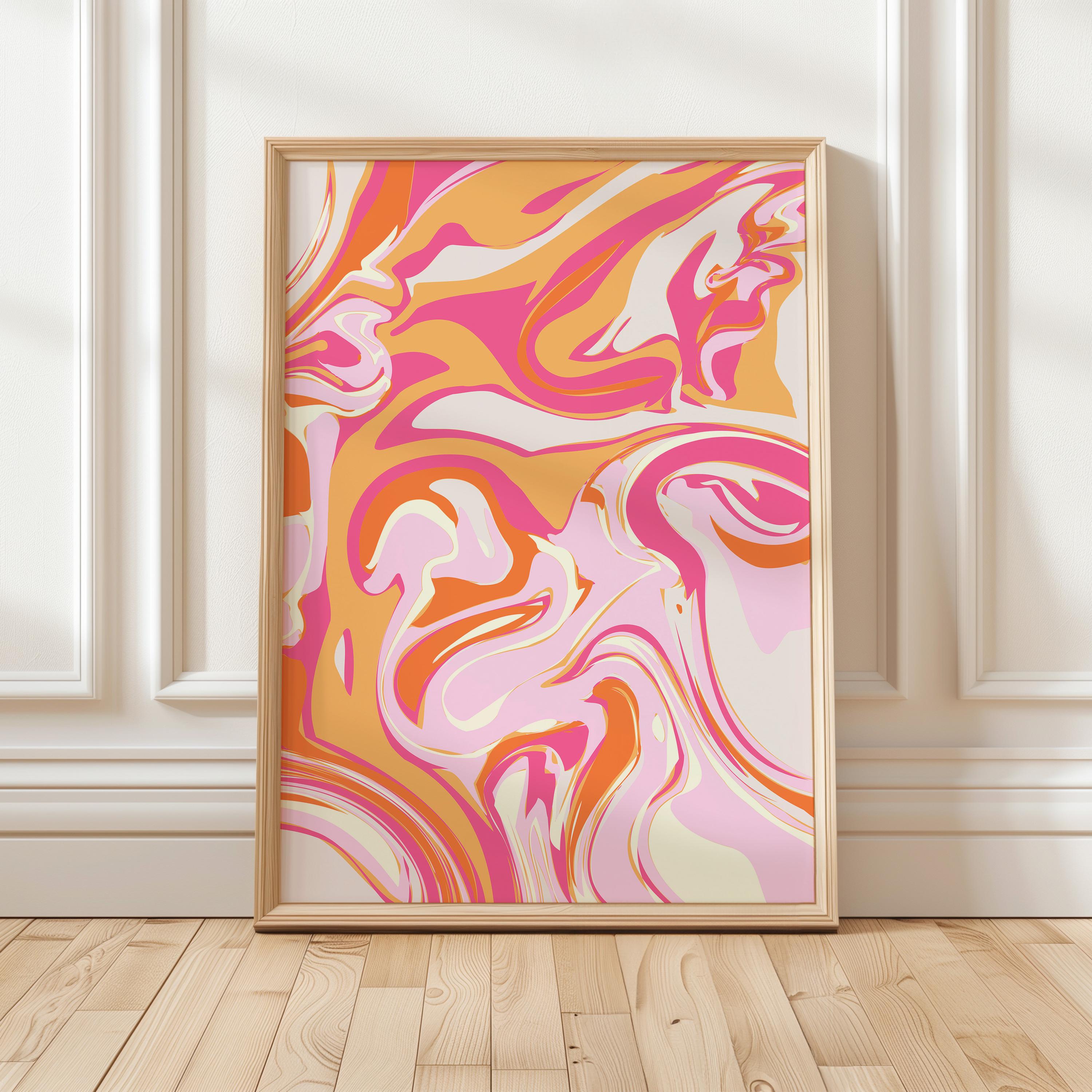Retro Swirl Art Print: Mid Century Modern Groovy Decor (digital