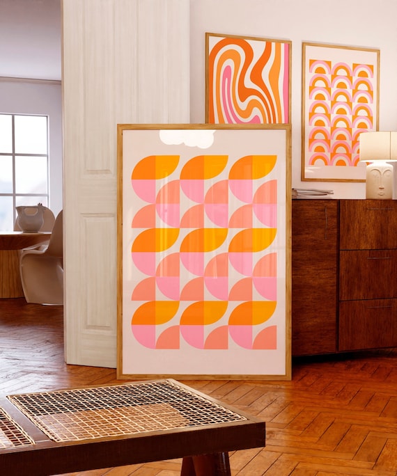 Mid Century Modern Geometric Art Print: 70s Retro Abstract Decor