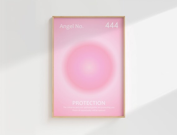 Angel Number 444 Print, Pink Aura Wall Art, Spiritual Home Decor (Digital Download)