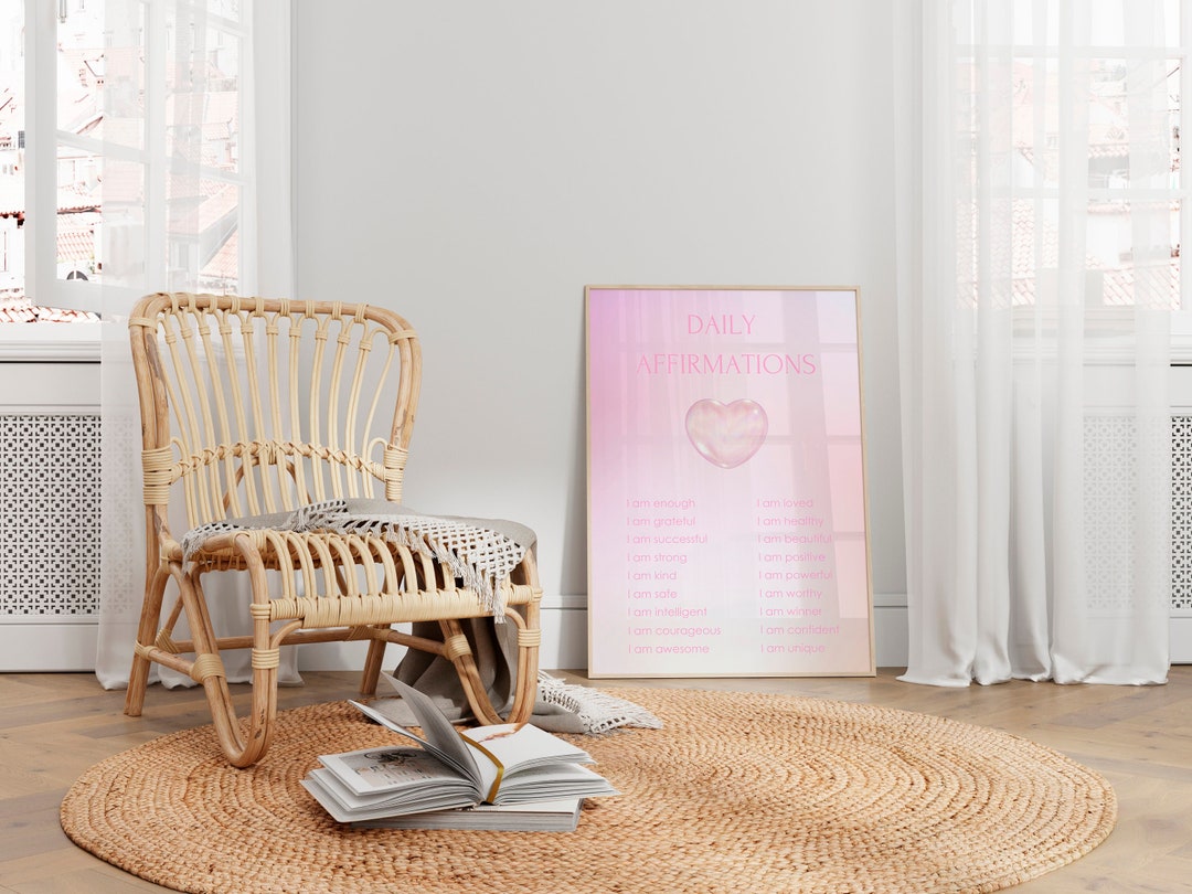 Daily Affirmations Wall Art Light Pink Pastel Print Self Love Art ...