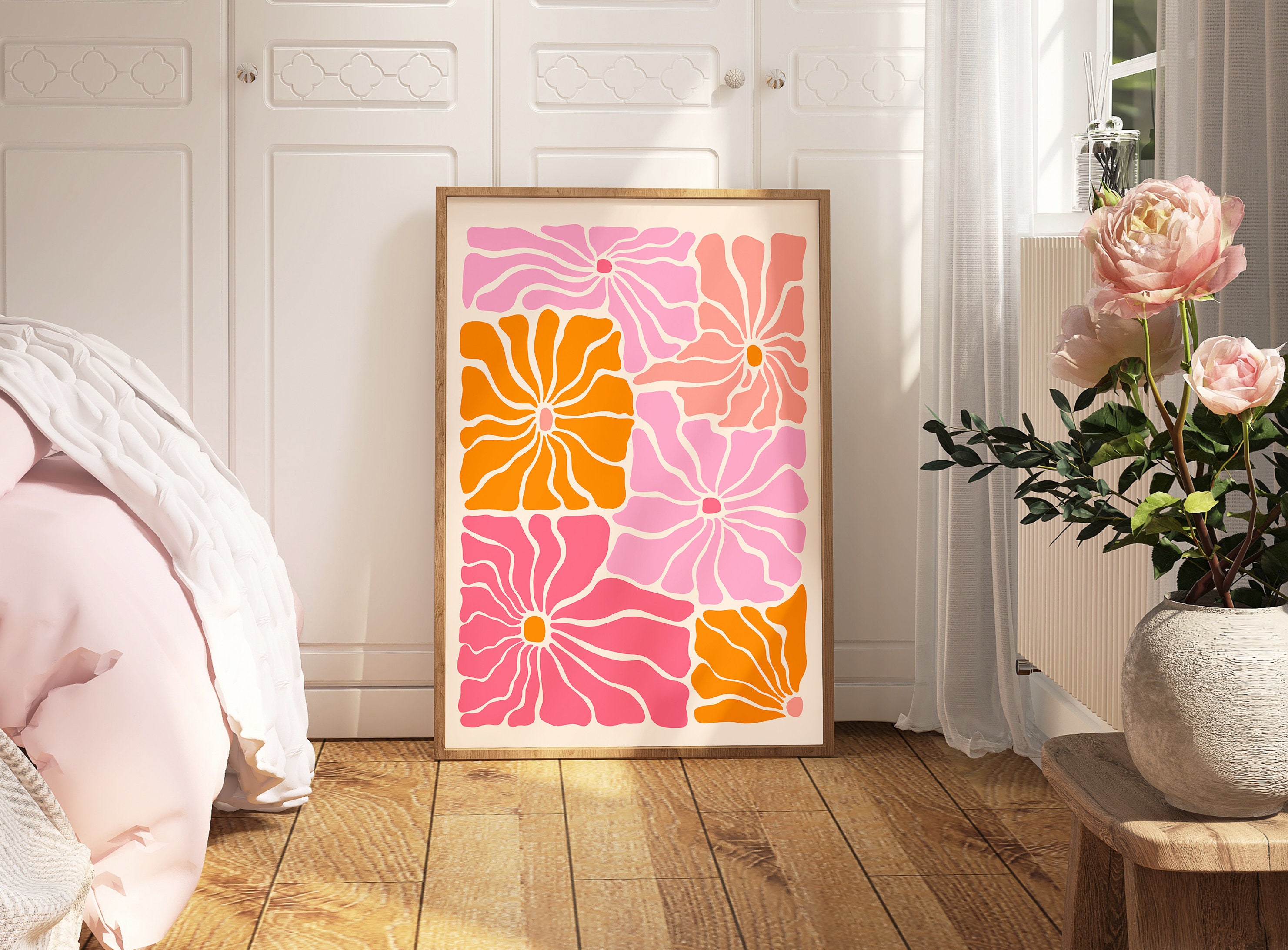 Retro 70s Floral Print: Abstract Flower Wall Art (digital Download) - Etsy