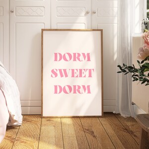 Dorm Sweet Dorm Print Light Pink Dorm Decor for College Girls Preppy ...