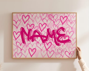 Custom Graffiti Name Art Print, Personalized Teen Girl Room Decor (Digital Download) Location sign