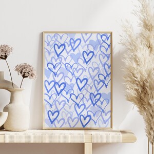 Décoration murale preppy bleue : Décoration d'appartement étudiant, Cœurs, Impression XOXO (Téléchargement numérique) image 8