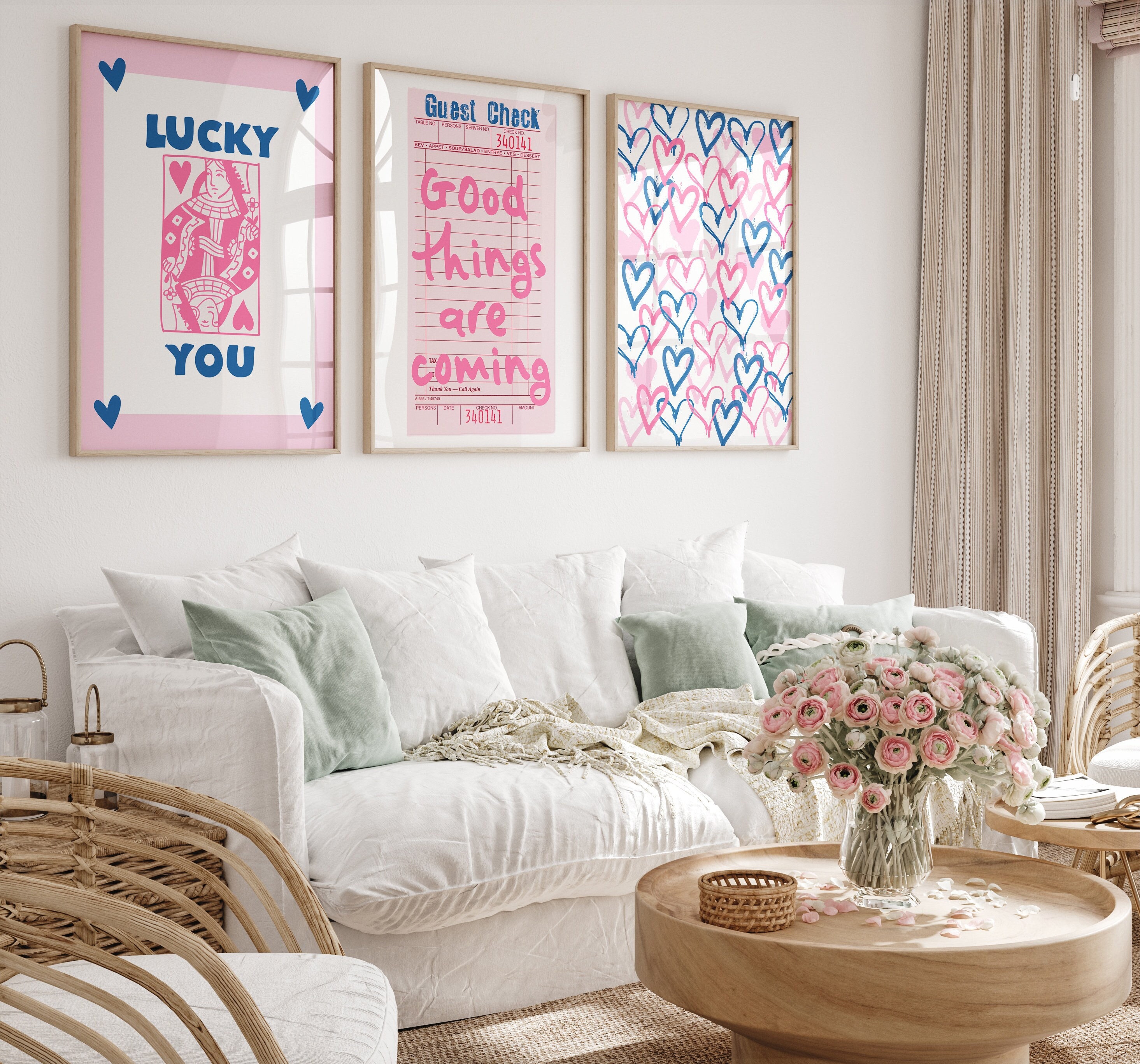Bedroom Wall Art Navy and Pink