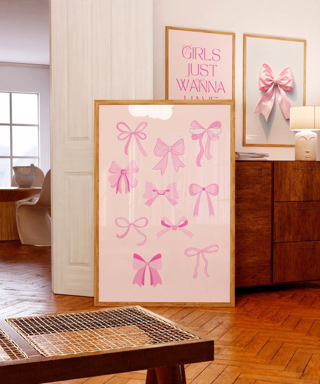 Pink Bow Wall Art Coquette Room Decor for Teens Cute Girly Print ...