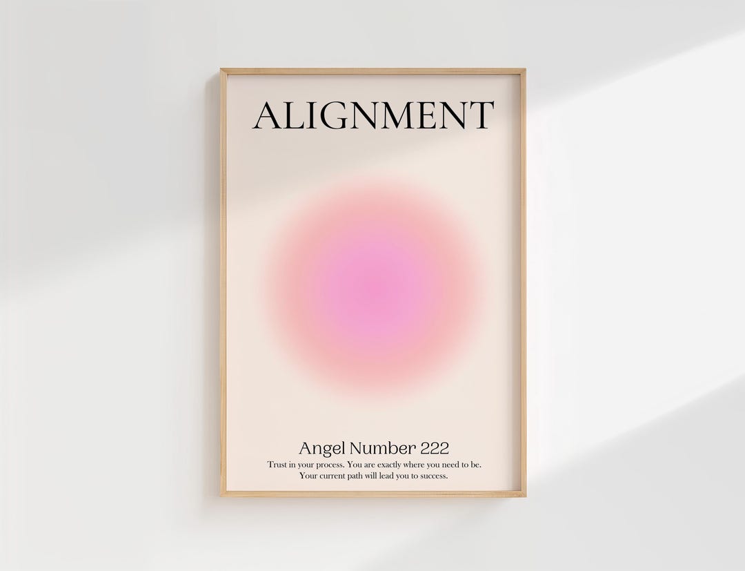 Angel Number 222 Pink Aura Print: Spiritual Wall Art (digital