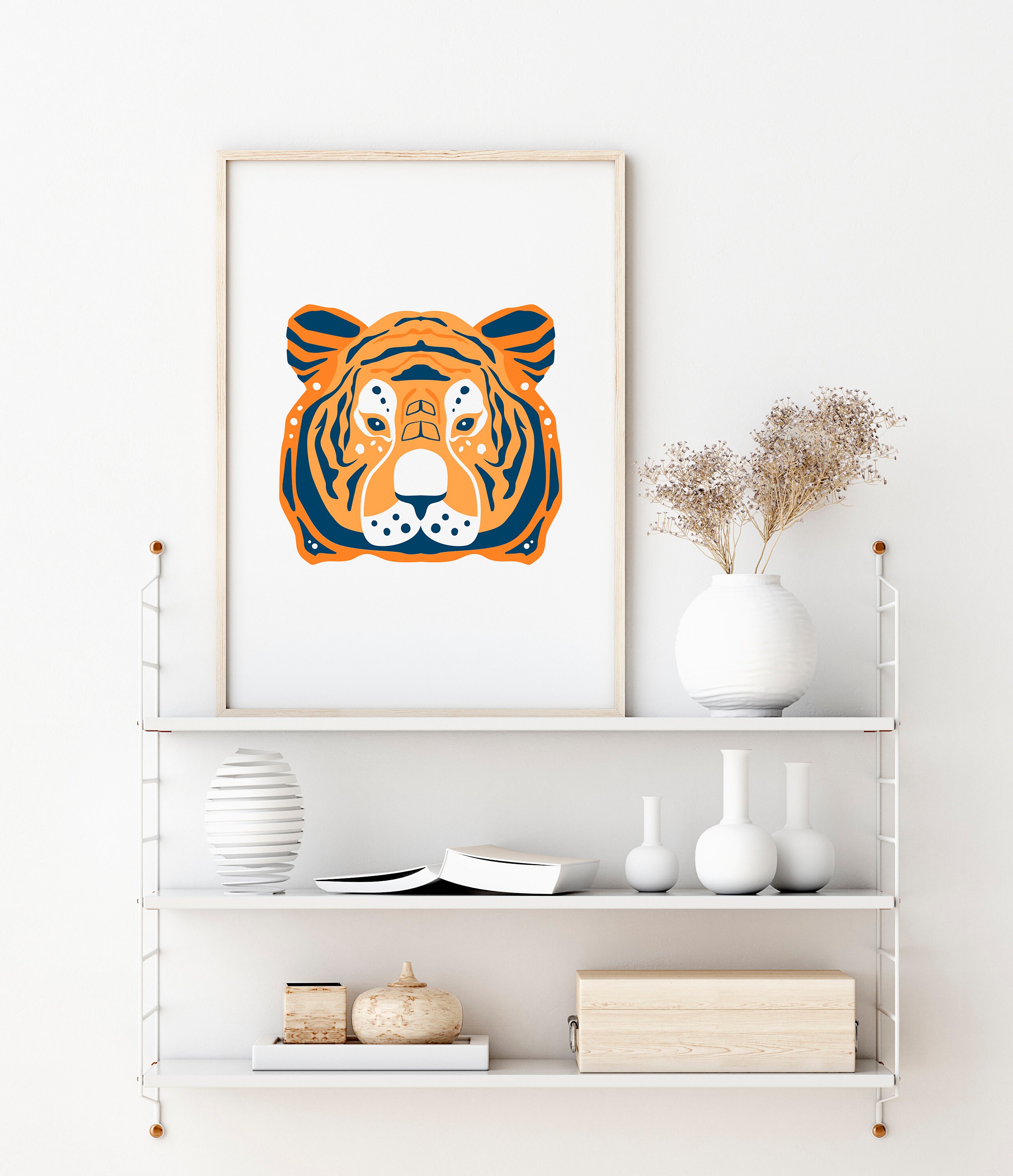 Auburn Tigers Wall Art Preppy Room Decor Navy Blue Orange Etsy