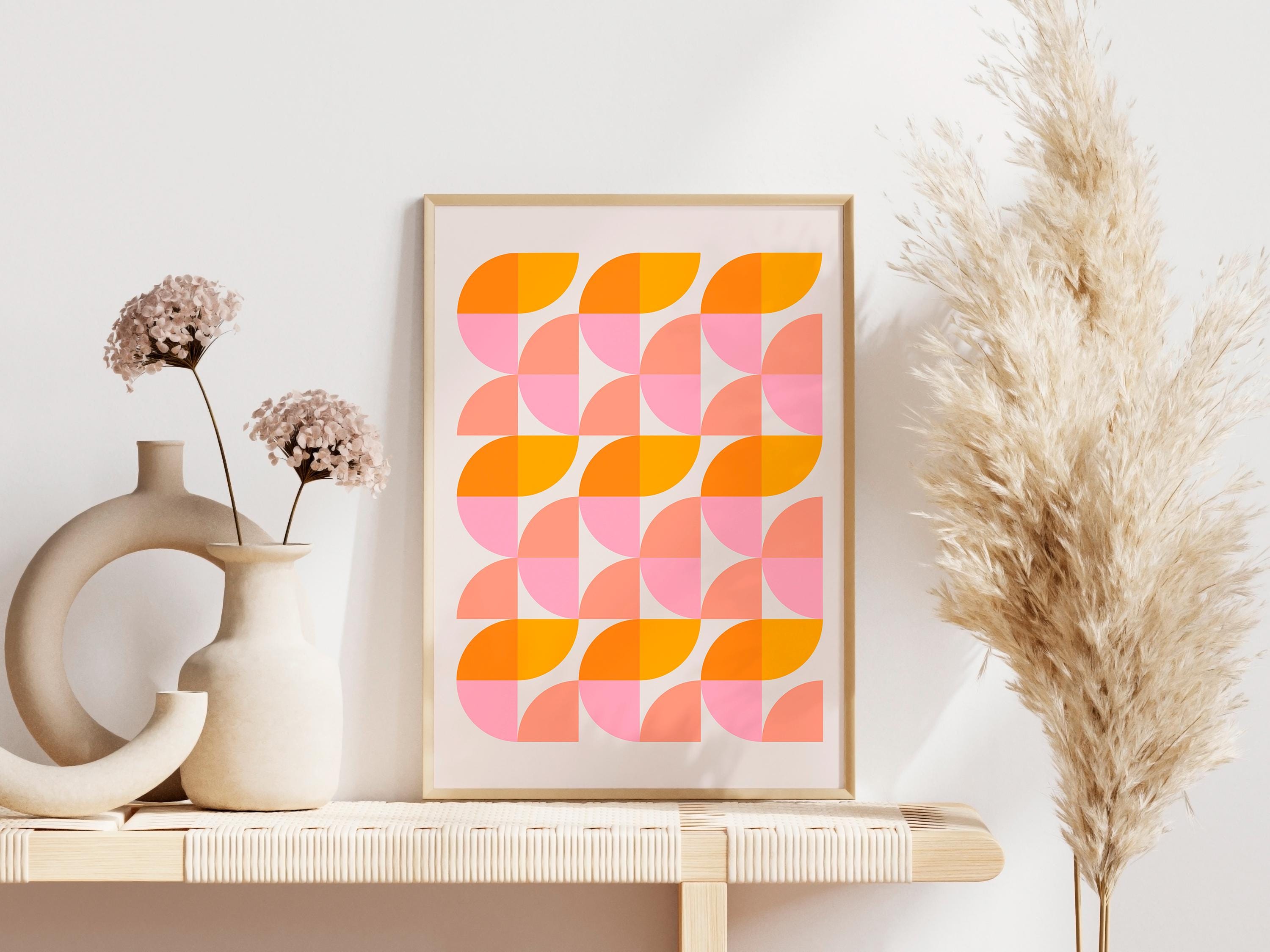 Mid Century Modern Geometric Art Print: 70s Retro Abstract Decor