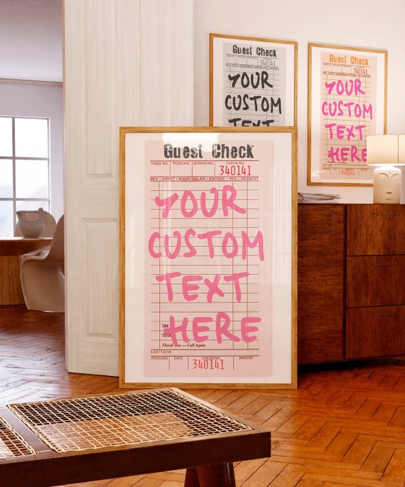 Custom Guest Check Print: Personalized Quote, Customizable Text wall art Digital Download