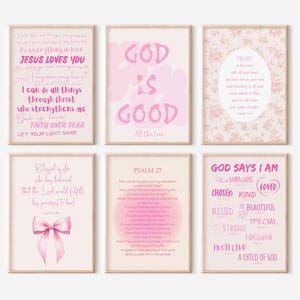 Pink Christian Nursery Decor: Bible Verse Girl Room Prints (Digital Download)