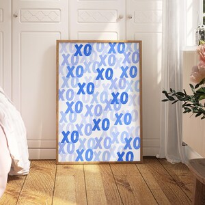Décoration murale preppy bleue : Décoration d'appartement étudiant, Cœurs, Impression XOXO (Téléchargement numérique) image 9