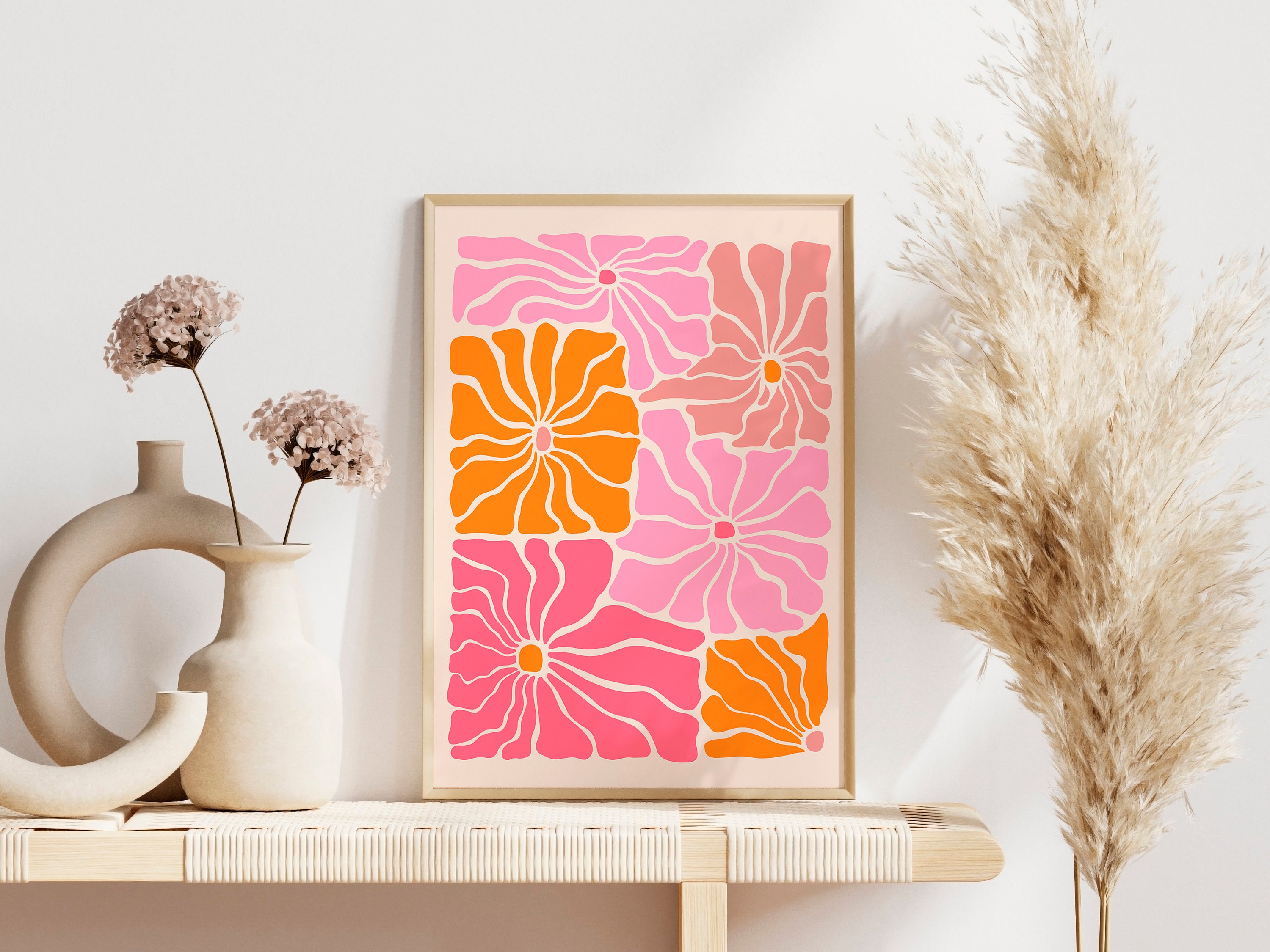 Retro 70s Floral Print: Abstract Flower Wall Art (digital Download) - Etsy