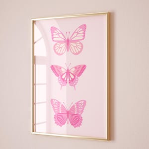 Pink Butterfly wall art Girly print Trendy poster Blush pink wall art Preppy aesthetic room decor Cute Girl Nursery art print PRINTABLE ART