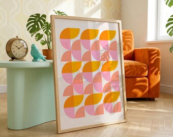 ビンテージ　70s MODERN GEOMETORIC ART PRINT Mid Century Modern Geometric Art Print: 70s Retro Abstract Decor