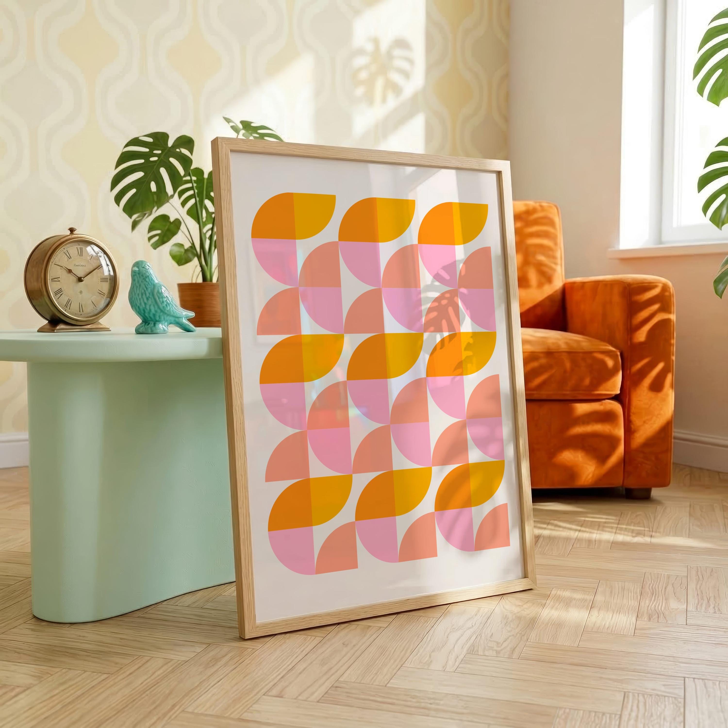 Mid Century Modern Geometric Art Print: 70s Retro Abstract Decor 