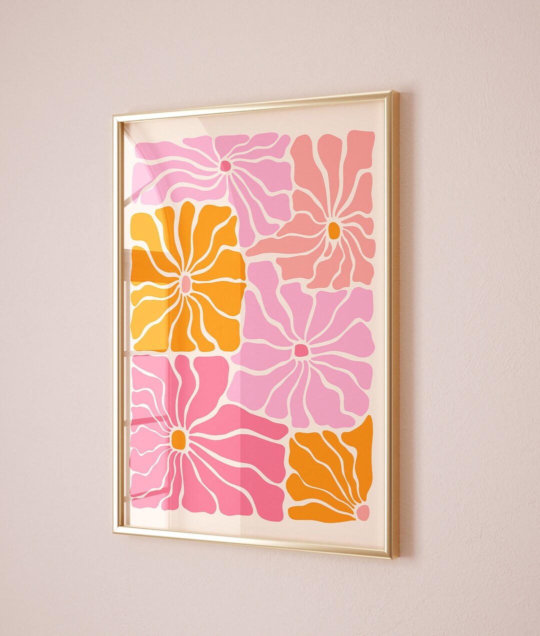 Retro 70s Floral Print: Abstract Flower Wall Art (digital Download) - Etsy