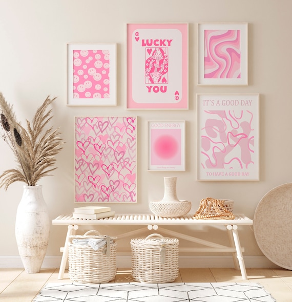 Blush Pink Wall Art Preppy Room Decor Aesthetic Posters Cute ...