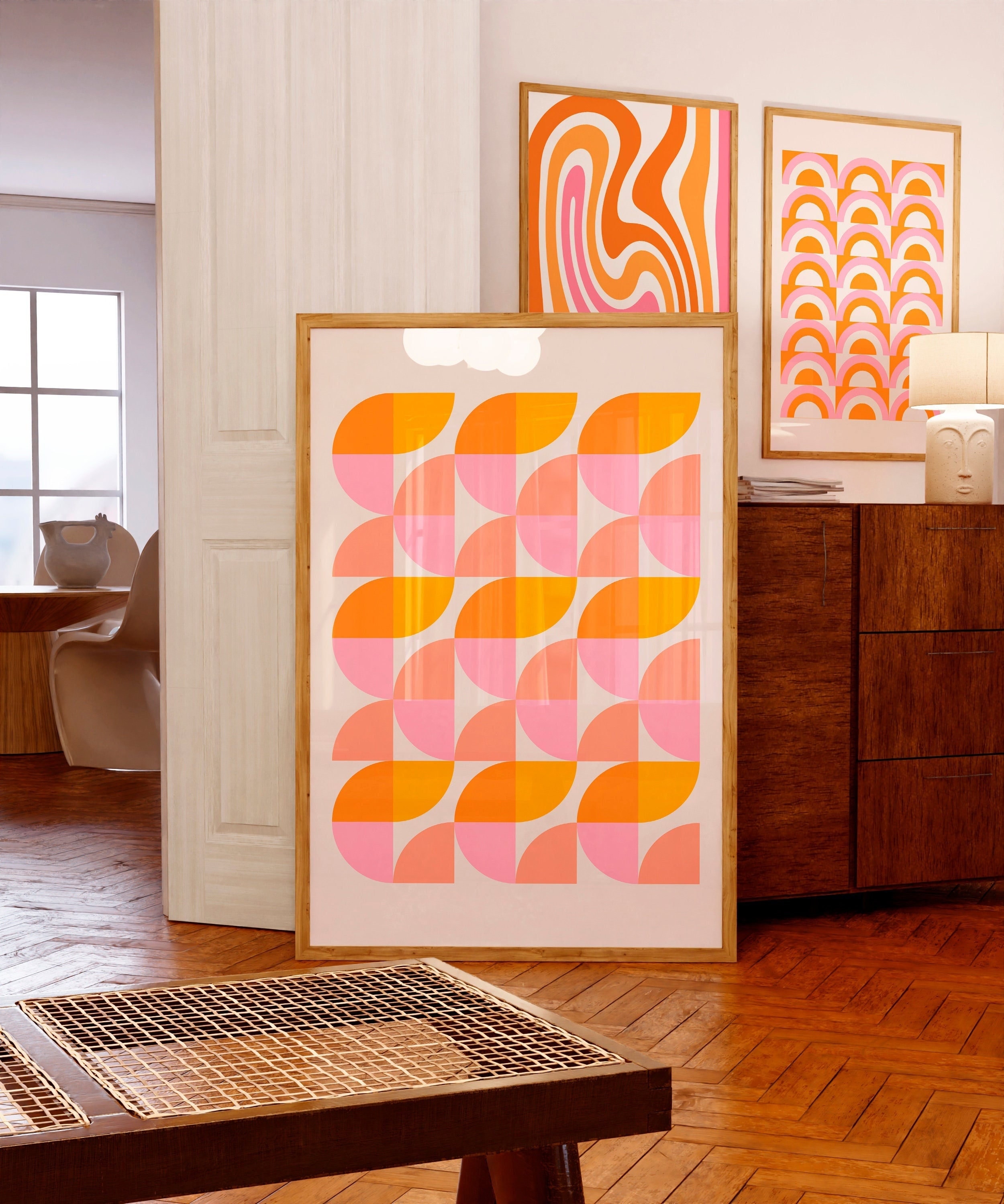 Mid Century Modern Geometric Art Print: 70s Retro Abstract Decor