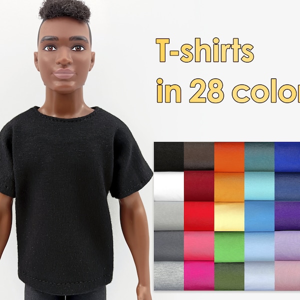 Basic Doll T-shirt. Handmade Clothes for 12-in Male Doll