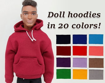 Hoodies for 12-inch male doll. Natural handmade clothes